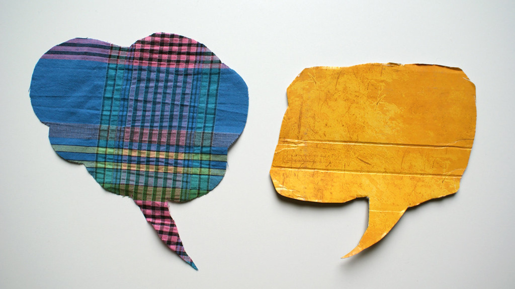 Two speech bubbles with different patterns